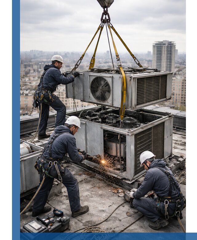 Демонтаж крышной установки в Ломоносове любой сложности