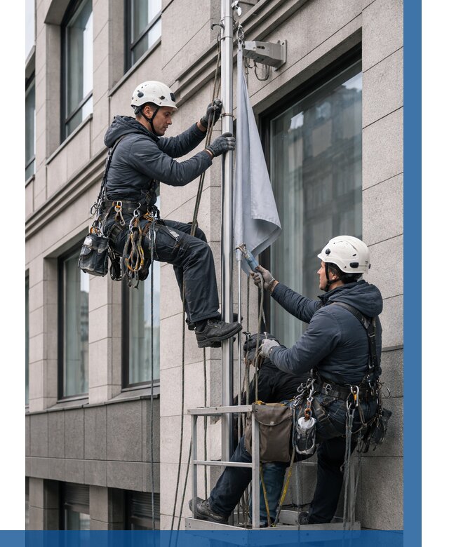 Установка флагов на фасаде в Ломоносове от 4610 р. | ВЫСОТНИК-Лмн