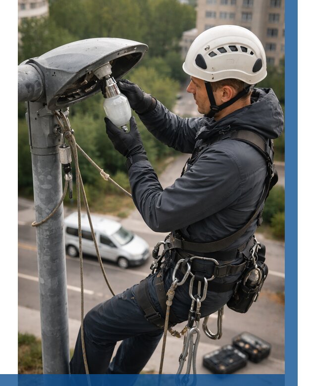 Замена ламп на высоте в Ломоносове от 2561 р. | ВЫСОТНИК-Лмн