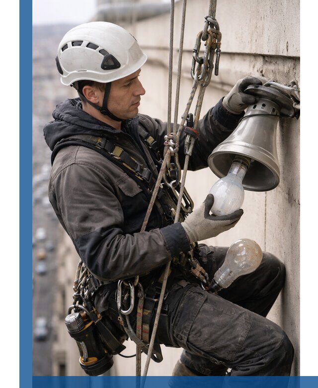 Замена ламп на высоте в Ломоносове профессионально и быстро