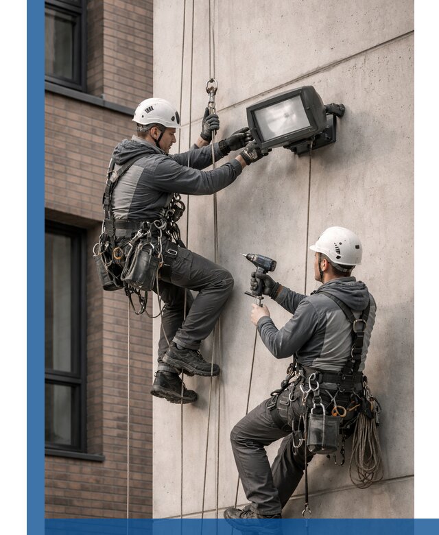 Профессиональный монтаж фасадных прожекторов в Ломоносове под ключ