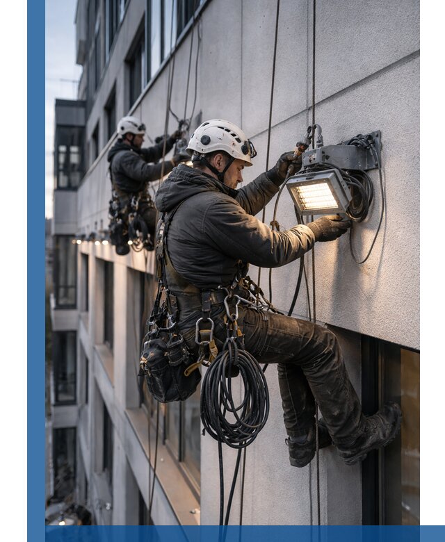 Монтаж фасадного освещения в Ломоносове установка и подключение