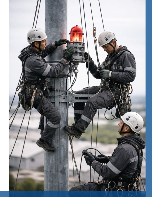 Монтаж заградительных огней в Ломоносове от 8708 р. | ВЫСОТНИК-Лмн