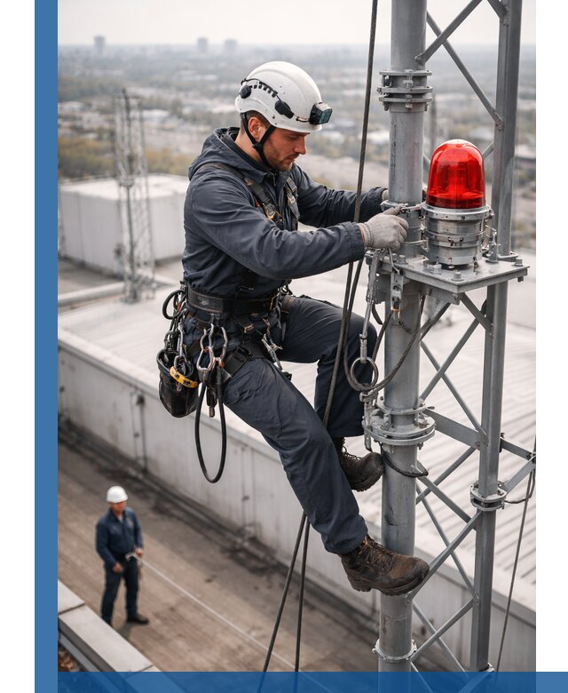 Монтаж заградительных огней и обслуживание объектов в Ломоносове