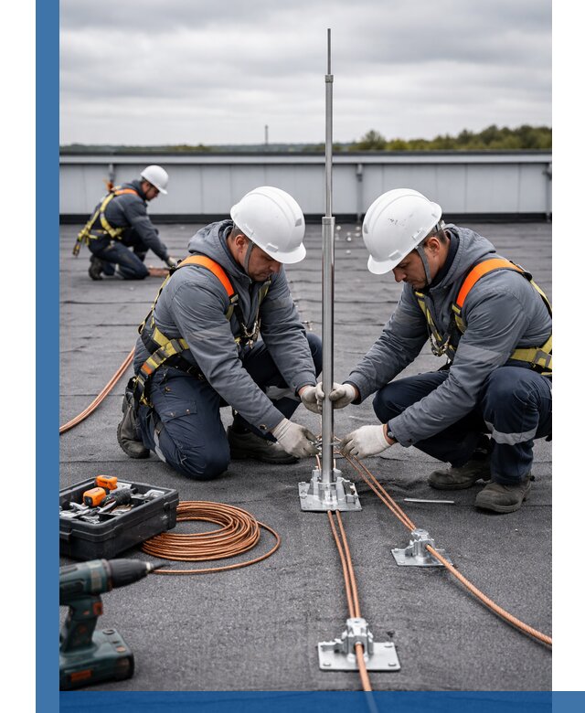 Монтаж молниезащиты на кровле в Ломоносове под ключ с гарантией