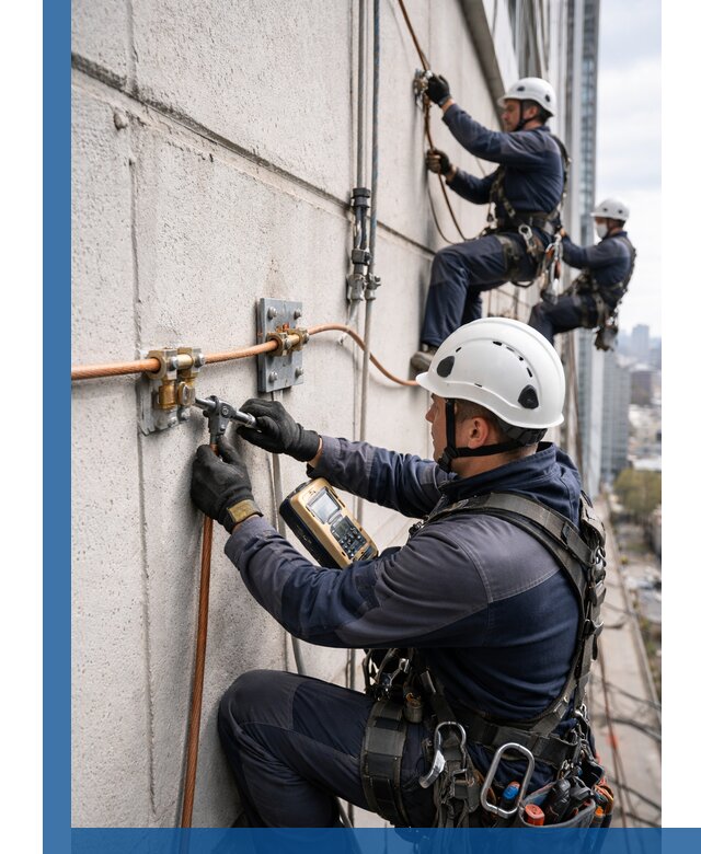 Монтаж системы заземления здания и молниезащиты в Ломоносове