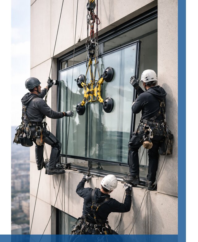 Монтаж стеклопакетов на высоте в Ломоносове от 3278 р. | ВЫСОТНИК-Лмн