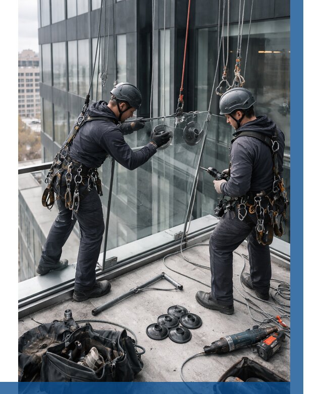 Монтаж стеклянных ограждений в Ломоносове от 2561 р. | ВЫСОТНИК-Лмн