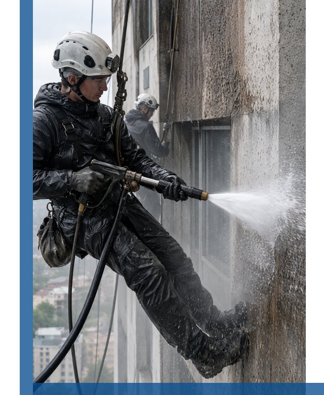 Гидроструйная очистка фасадов и конструкций в Ломоносове