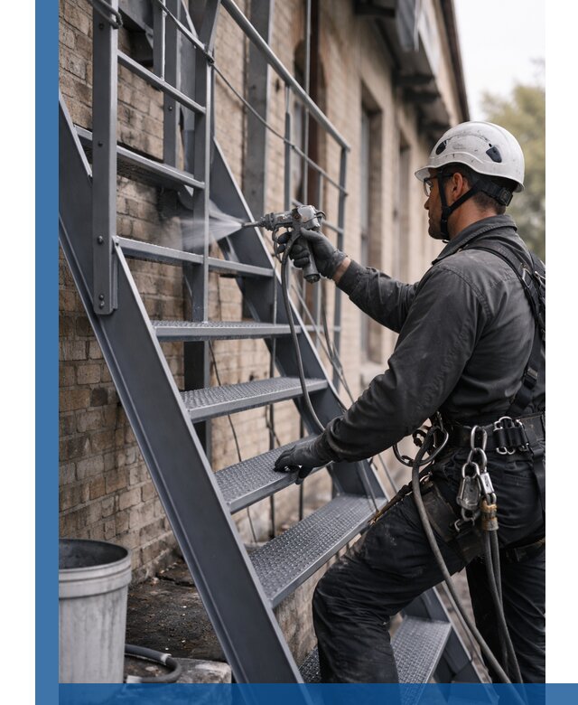 Покраска и антикоррозионная защита пожарных лестниц в Ломоносове