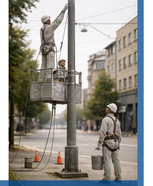 Покраска опор освещения в Ломоносове от 5123 р. | ВЫСОТНИК-Лмн