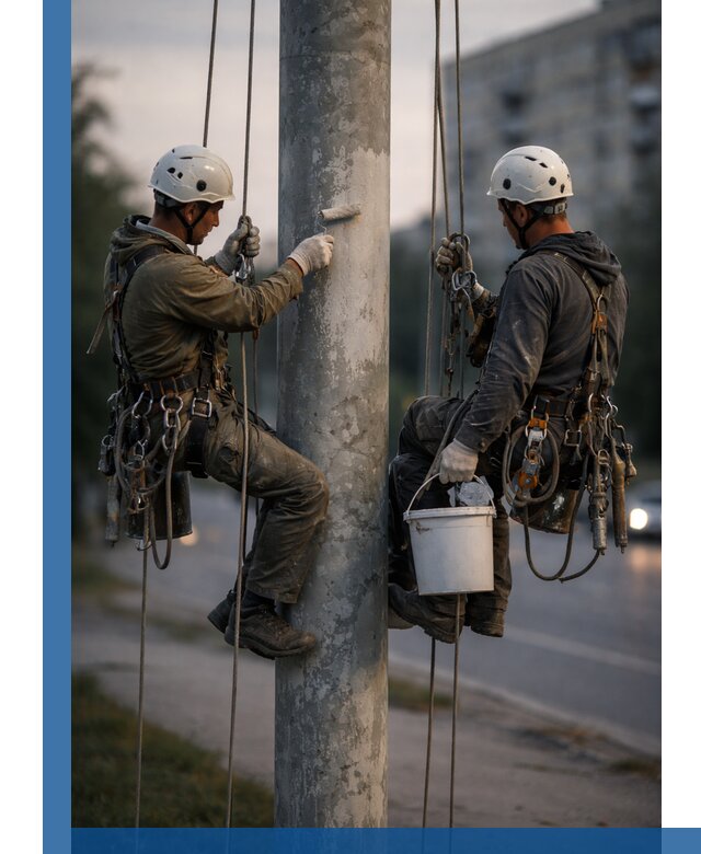 Покраска опор освещения и антикоррозийная защита в Ломоносове