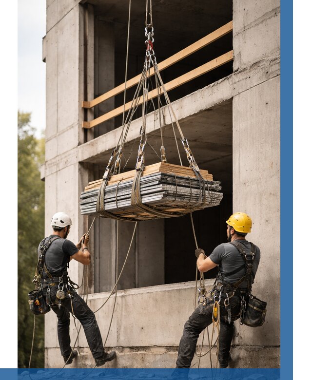 Подъем материала на этаж веревками в Ломоносове от 1537 р. | ВЫСОТНИК-Лмн