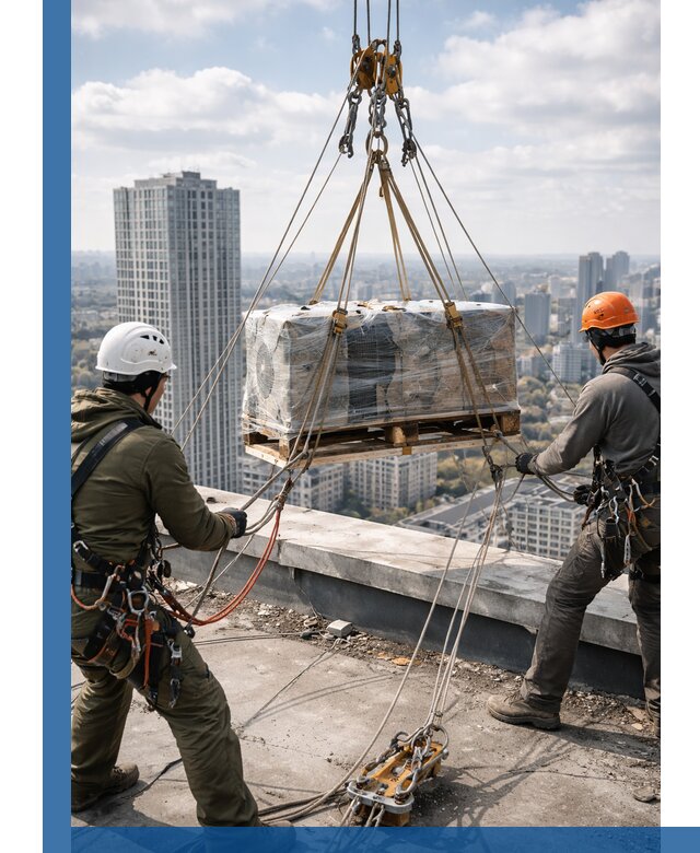 Подъем и монтаж крупногабаритных грузов на крышу в Ломоносове