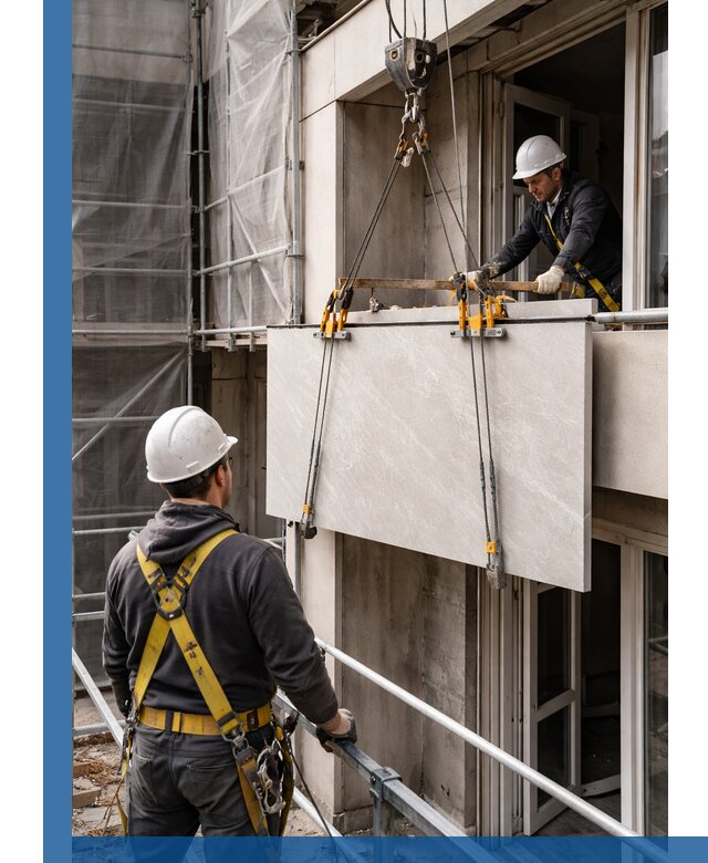 Подъем керамогранита на этаж в Ломоносове грузчиками и техникой