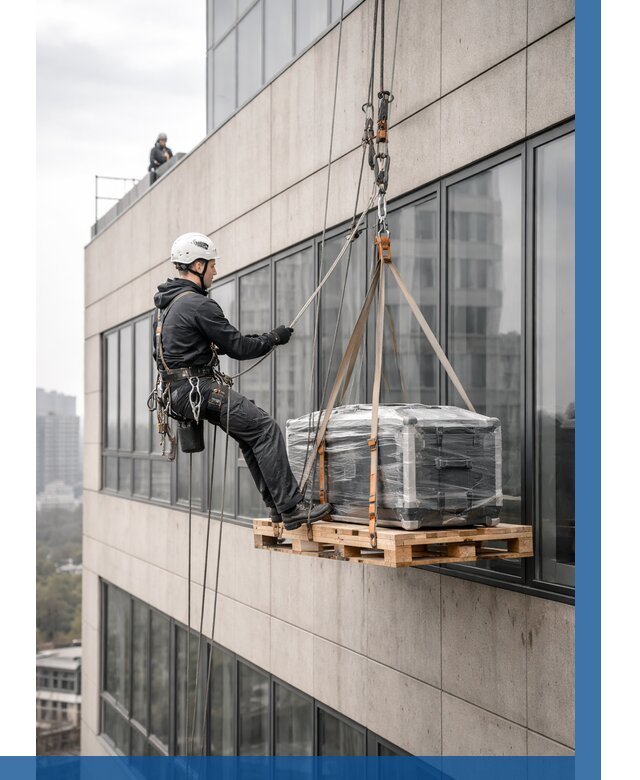 Спуск груза по фасаду в Ломоносове от 3586 р. | ВЫСОТНИК-Лмн