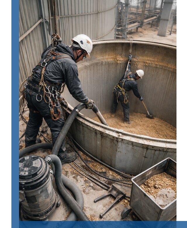 Профессиональная чистка зерновых бункеров в Ломоносове с выездом