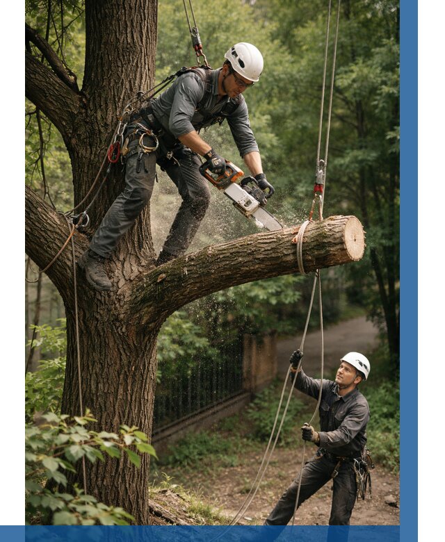 Спил деревьев альпинистами в Ломоносове от 8196 р. | ВЫСОТНИК-Лмн