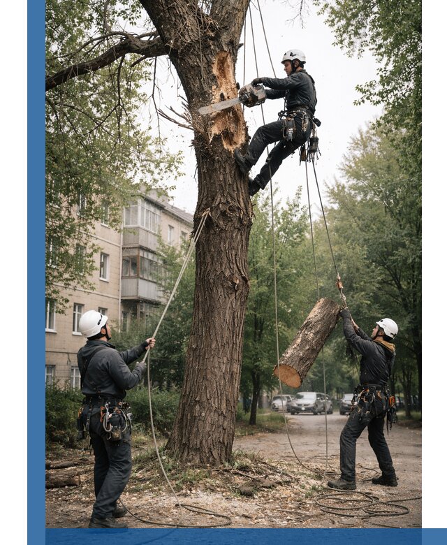 Срочное удаление аварийных деревьев в Ломоносове с гарантией безопасности