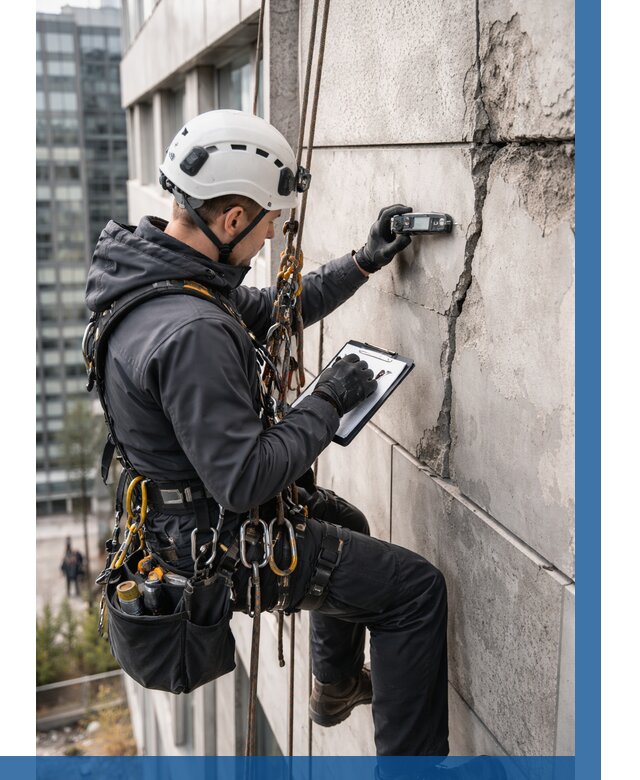 Обследование фасада альпинистами в Ломоносове от 123 р. | ВЫСОТНИК-Лмн