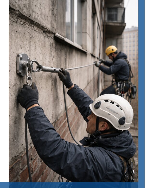 Монтаж анкерных линий в Ломоносове от 3074 р. | ВЫСОТНИК-Лмн