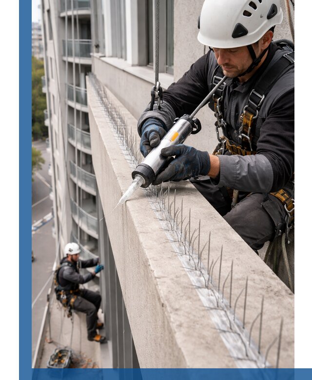 Установка шипов от птиц на фасадах и кровлях в Ломоносове